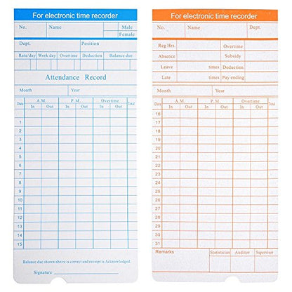 Yescom 200 Count Monthly Time Clock Cards Timecard for Employee Attendance - size: 200pcs
