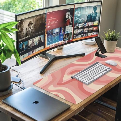 iCasso Desk Pad,Desk Matt for Desktop,Cute Mouse Pad,Pink Topographic - color: Pink Topographic