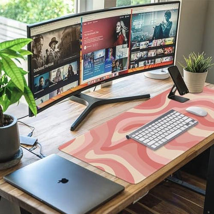 iCasso Desk Pad,Desk Matt for Desktop,Cute Mouse Pad,Pink Topographic - color: Pink Topographic