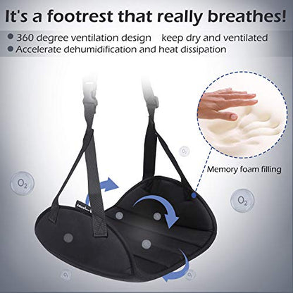 Upgraded Airplane Foot Rest (Premium Memory Foam) - Thickened Super-Size Airplane Foot Hammock to Relax Your Feet - Perfect Airplane Travel Essentials for Long Flight Plane (Extra Large)