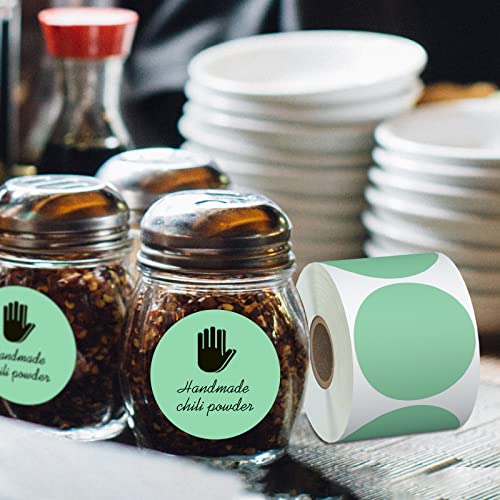 Misofuki 2" 750 Labels Green Circle Direct Thermal Stickers Labels Roll Compatible with Zebra, Rollo, MUNBYN, Self-Adhesive Round Direct Thermal Labels - color: C-1-gr