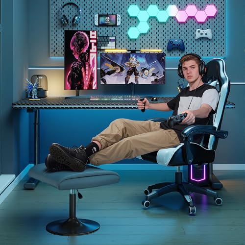 VECELO Foot Rest Under Desk Ottoman, PU Height Adjustable Footrest with Comfort Padding, Leg Rest for Desk for Relieving Leg Pain, Stiffness, and etc, Gray - color: Gray