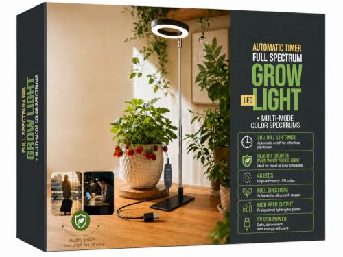 Grow Lights for Indoor Plants, Full Spectrum Halo Grow Light with Base - size: 1Pack