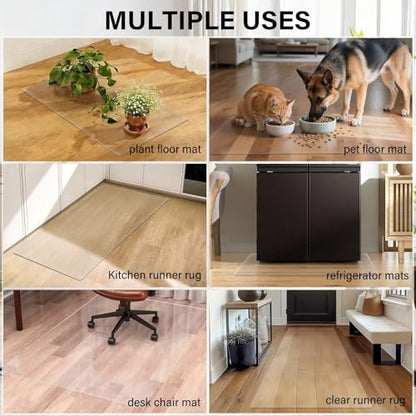 Transparent 14 x 34 inch Office Desk Blotter Mat Clear Plastic Table Protector Cover Pad PVC Topper Surface Proection Mat Pad Anti Scratch Table Mat Glass End Table Protector Waterproof Easy Clean