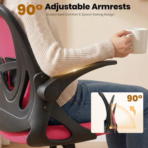 Primy Drafting Chair Tall Office Chair with Flip-up Armrests Executive Ergonomic Computer Standing Desk Chair with Lumbar Support and Adjustable Footrest Ring (Fire Brick) - color: Fire Brick, size: 934-Z