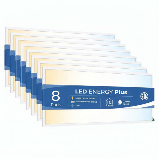 2X4 LED Flat Panel Light with Emergency Battery Backup, 50W 3000K/4000K/5000K, 0-10V Dimmable, 6250 Lumens, LED Drop Ceiling Lights, 100-277V, UL Listed(8 Pack) - size: 8 Pack
