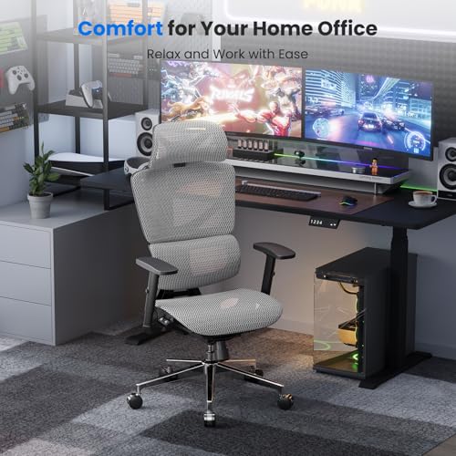 OdinLake L1 Ergo Upgrade 518 Black Ergonomic Mesh Office Chair – Big & Tall 350lbs, Dynamic Lumbar Support, Adjustable Height, Seat Depth, Headrest, Armrests, BIFMA Certified Desk Chair - color: Black