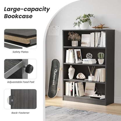 Farini 48 Inch Tall Bookcase,4 Shelf Bookshelves,Adjustable Bookshelf for Home Office,Grey - color: Grey, size: 4 shelf