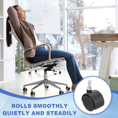 PATIKIL Office Chair Wheels Replacement 5/16", 8 Pcs Nylon Heavy Duty Office Furniture Casters Wheels with Universal Wheel for Hardwood Floor Carpet, Black(Standard Stem)