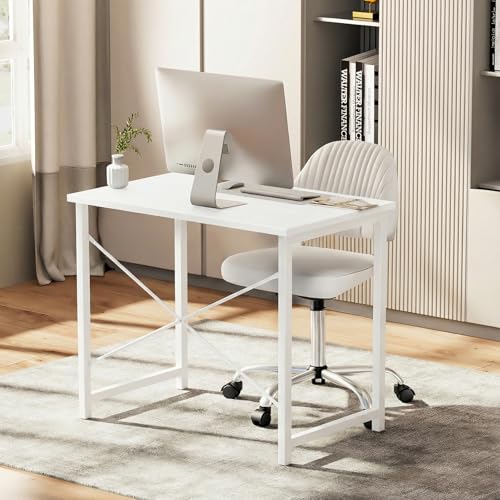 Sweetcrispy 32-Inch Small Computer Desk for Bedroom, White, 2 Pack - color: White, size: 32"-2 Pack