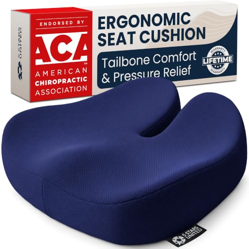 5 STARS UNITED Seat Cushion - Memory Foam Chair Cushion for Tailbone Pain Relief - Ergonomic Support for Coccyx, Sciatica & Butt - Office, Desk & Gaming Chair, Car Seat, Wheelchair, Blue Mesh - color: Blue, size: XX-Large