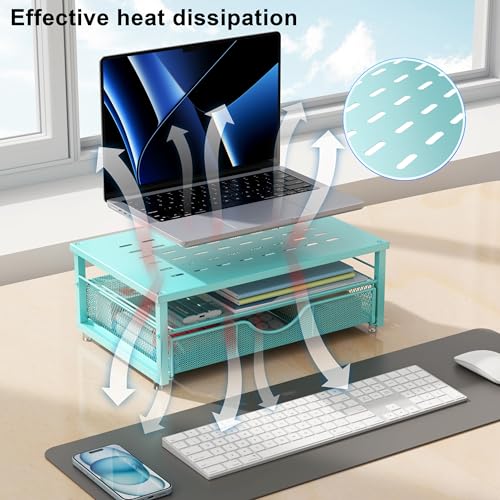 gianotter Computer Monitor Stand Riser with Drawer - color: Blue