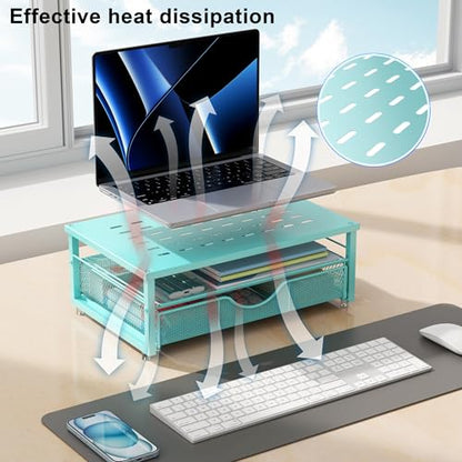 gianotter Computer Monitor Stand Riser with Drawer - color: Blue