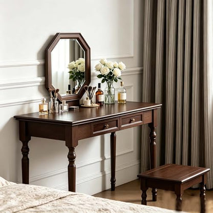 Walnut Writing Desks with Drawers, 47" French Country Style - color: Walnut, size: Standard-47 inches