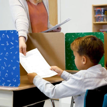 Really Good Stuff Standard Privacy Shield, 3 Colors, Set of 12 | Matte Finish in Red, Green & Blue, Desk Dividers - color: Red, Blue, & Green Pencils, size: Large 14"H