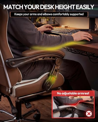 Dowinx Ergonomic Gaming Chair with Footrest & Massage Lumbar, 2D-Linkage Armrests for Computer Chair 330lbs with Headrest Pillow for Office, Home, Streaming and Long Gaming Sessions, Fabric Brown - color: Brown