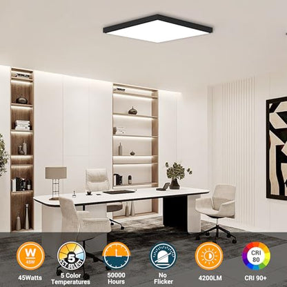 GT-Lite 2'x2'4200 Lumen 4 Pack LED Flat Panel,Flush Mount and Drop Ceiling - color: Black 4 Pack, size: 2x2 Feet