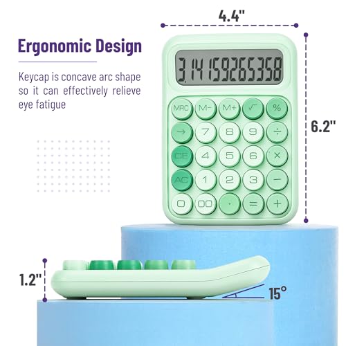 Mr. Pen- Mechanical Switch Calculator, 12 Digit Large LCD Display | Green with Big Buttons, Mechanical Switch Calculator for Home, School, Office - color: Green
