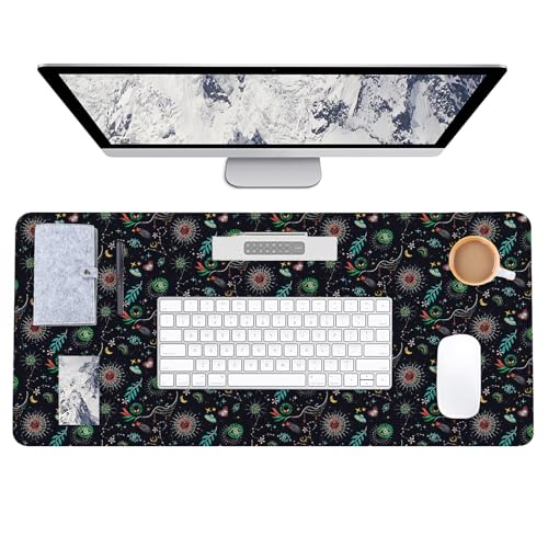 AUPET Leather Large Mouse Pad Desk Blotters – 35 x 17in Cute Desk Mat with PU Surface, Non-Slip Desk Pad Protector,Waterproof Desk Writing Pad for Office Home (Mystical Cosmic) - color: Mystical Cosmic