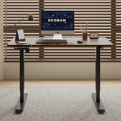 48 Inch Electric Standing Desk with USB Charging Port, Height Adjustable Sit Stand Desk with Memory Presets, Spacious Desktop and Sturdy Metal Frame for Home Office - color: Rustic Brown, size: 48 x 24'' (Rectangular, Single Motor)