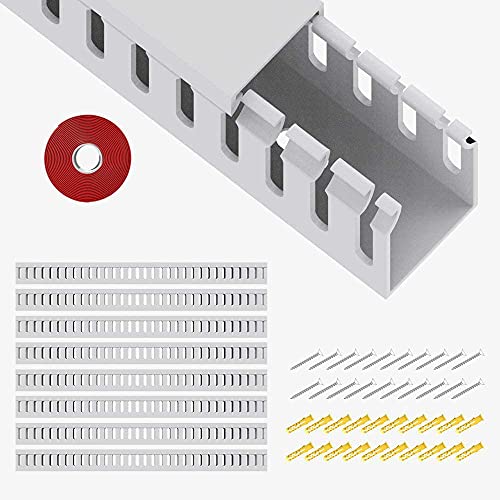 Open Slot Wiring Raceway Cable Duct,Cable Management Cord Track - color: White, size: 1.18" Hx1.57"W, 15.4''L(8 Pc)