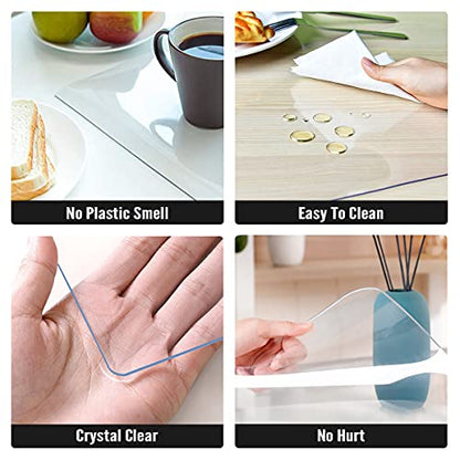 Royhom Clear Table Protector 24 x 48 Inch, 2mm Plastic Table Cover - color: Clear 2mm, size: 24" x 48" (Rectangular)