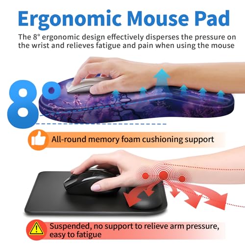 YIWEI Ergonomic Mouse Pad with Wrist Rest for Carpal Tunnel Pain Relief - color: Moonlit Night