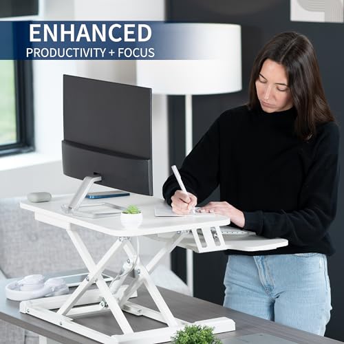 VIVO White 26 in Standing Desk Converter, DESK-V026KW - color: White, size: 26"