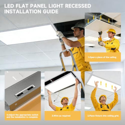 48 Pack 2x4 LED Flat Panel Lights with 5CCT Selectable, 9576LM, ETL | 72W/60W/50W/40W/30W,6500K/5000K/4000K/3500K/3000K,0-10V Dimmable, LED Drop Ceiling Fixtures for Office Meeting Classroom - size: 2x4FT 48PACK