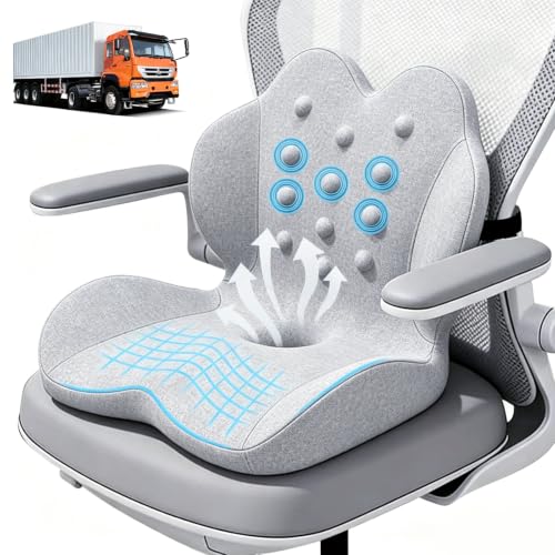Memory Foam Seat Cushion with Lumbar Support for Sciatica & Tailbone Pain Relief, Fit Office Chair, Wheelchair, Car Seat, Airplane, Long Sitting Workers & Drivers (Gray) - color: Gray