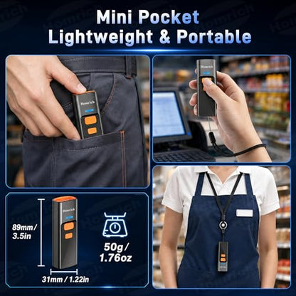 3-in-1 Bluetooth & 2.4G & USB Wire Mini Barcode Scanner with Charging Dock