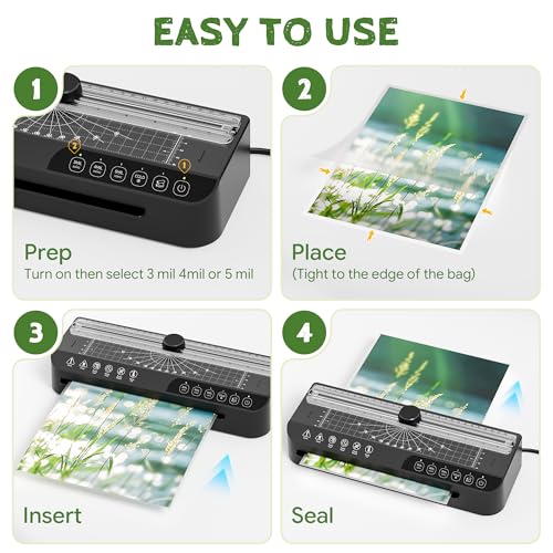 9-Inch Laminator Machine,A4 Cold & Thermal Laminator Machine,85-Second Quick Heat-Up,Thermal Lamination ABS Jam-Release,40 Pouches,Paper Cutter & Corner Rounder - Perfect for Teachers, Home & Office