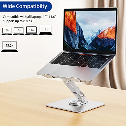 BESIGN LSX7 Laptop Stand with 360 Rotating Base, Ergonomic Adjustable Notebook Riser, Foldable Computer Holder Compatible with 10-15.6" Laptops (Silver) - color: Silver
