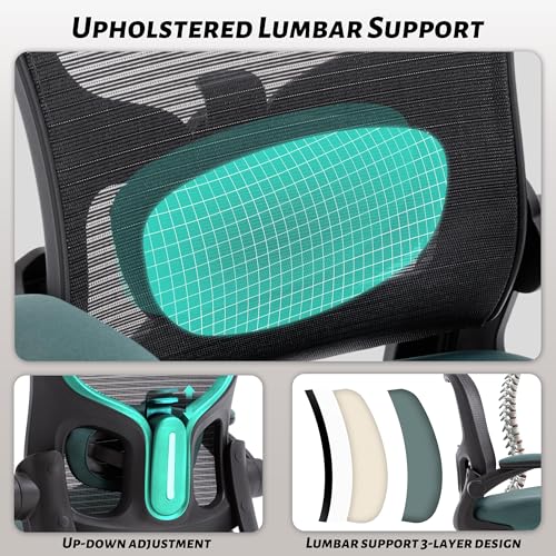 500LBS Ergonomic Drafting Chair Tall Office Chair for Counter Height or Standing Desk, Executive High Office Chairs with W-Shaped Thick Seat Cushion, Footrest Ring & Breathable Mesh, Dark Green - color: Black Frame Dark Green Fabric
