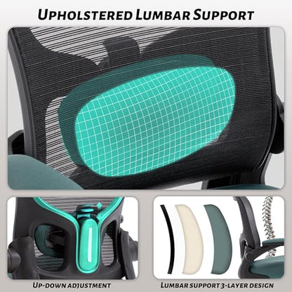500LBS Ergonomic Drafting Chair Tall Office Chair for Counter Height or Standing Desk, Executive High Office Chairs with W-Shaped Thick Seat Cushion, Footrest Ring & Breathable Mesh, Dark Green - color: Black Frame Dark Green Fabric
