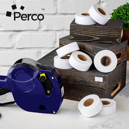 Perco 1 Line White Labels - 8,000 Blank Price and Date Gun Labels for Perco Lite, X, Plus and Pro 1 Line Price and Date Guns- 8 Rolls, 1 Sleeve - Made in USA - color: White, size: 1 Sleeve