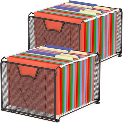 Simple Houseware Mesh Hanging File Folder Organizer, 2-Pack | Fits Letter Size Files, 15.25" x 12.75" - color: Black, size: 2 Pack