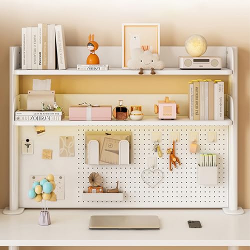 Clamp On Desk Organizer Shelf,Desk Extender Pegboard,White,39.4in | Computer Desk Accessories for Office,Desktop Bookshelf Storage Shelves for Desk, Desktop Shelving System - size: 100cm