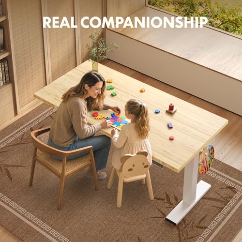 FLEXISPOT 48" x 24" Solid Bamboo Standing Desk, White Frame | Real Bamboo Desktop with Natural Grain, Durable & Sustainable, 176 LBS Capacity, Home Office and Multi-Monitor Setups - color: White Frame, size: 48"x24"