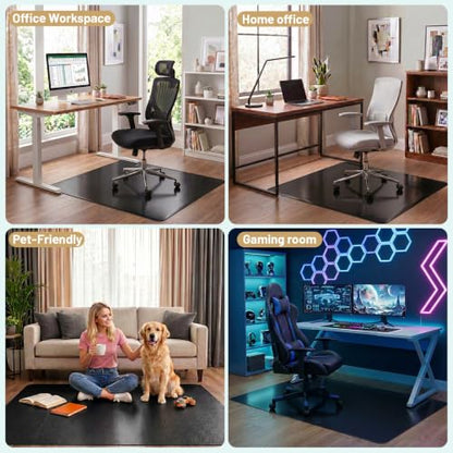 Black Hardwood Floor Chair Mat, Heavy Duty Plastic Desk Protector | 36" x 48" Durable Mat for Rolling Desk Chairs, Protects Tile, Laminate, Vinyl Floors in Home Office and Gaming Rooms - size: 36x 48inch- black