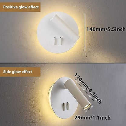 ZEROUNO Bedroom Wall Lamp with Switch Reading Light Hardwired Sconces Which Angle Adjustable for Bed-Side Interior Design (White) - color: White
