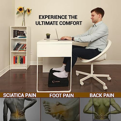 Foot Rest for Under Desk at Work-Ergonomic FootRest UnderDesk Foot Stool for Pain Relief with Washable Covers-Non-Slip Under Desk Footrest Office, Home & Travel-Adjustable Office Foot Rest - color: Black
