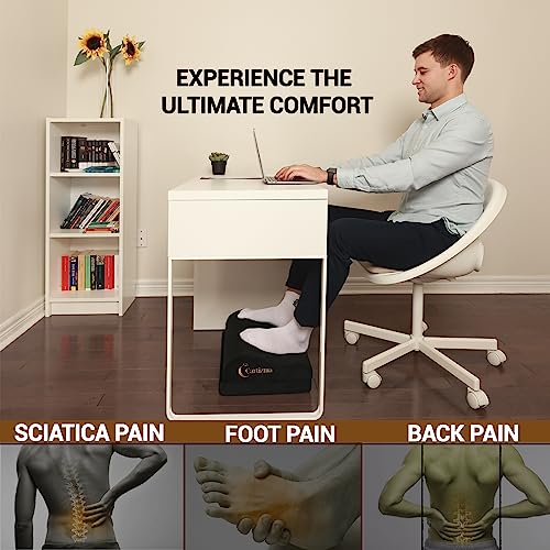 Foot Rest for Under Desk at Work-Ergonomic FootRest UnderDesk Foot Stool for Pain Relief with Washable Covers-Non-Slip Under Desk Footrest Office, Home & Travel-Adjustable Office Foot Rest - color: Black