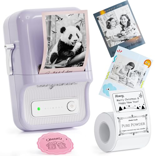 NIIMBOT B21 Pro Label Maker, 300DPI Support Red-Black Printing, Purple | Thermal Label Printer for Home Organization, Craft, Photo Print, Study Graphics, Scrapbook, Come with 1 Roll 50*30mm Tapes - color: Purple