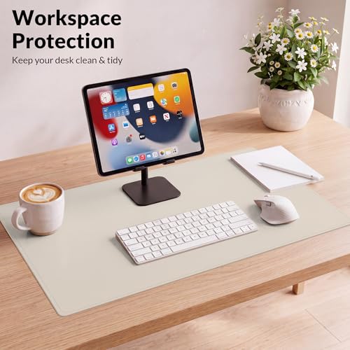 AFIING Desk Mat, Beige, 23.6" x 13.8", Desk Pad Protector - color: Beige, size: 23.6" x 13.7"