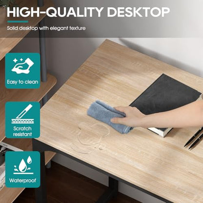 BestOffice Computer Desk,Home Office Desk, Modern Simple Style for Home Office Study Writing (Nature, 47 Inch) - color: Nature, size: 47 Inch