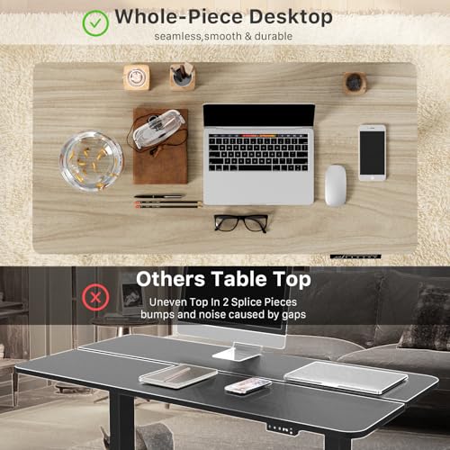 JOY worker Small Electric Sit Stand Desk, 40" Whole Piece Height Adjustable - color: Light Walnut, size: 40" * 20"