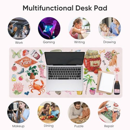 Desk Mat, Pink Leather Desk Pad Blotter Protector, XXL Large Mouse Pad,Computer Laptop Mouse Pads for Desktop,Waterproof Writing Anti-Slip Mousepad for Office and Home I Cute Funny Stickers - color: Cute Funny Stickers