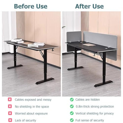 Under Desk Privacy Panel - Long Clamp-On Privacy Screen for Standing Desks, Customizable Sizes, Enhanced Privacy Solution (Dark Grey, 37 Inch Length) - color: Dark Grey, size: Length 37 inch