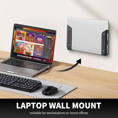 Wall & Under Desk Laptop Mount with Adhesive & Screws in